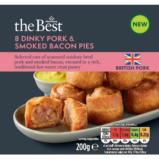 Morrisons The Best 8 Dinky Pork & Smoked Bacon Pies 200g