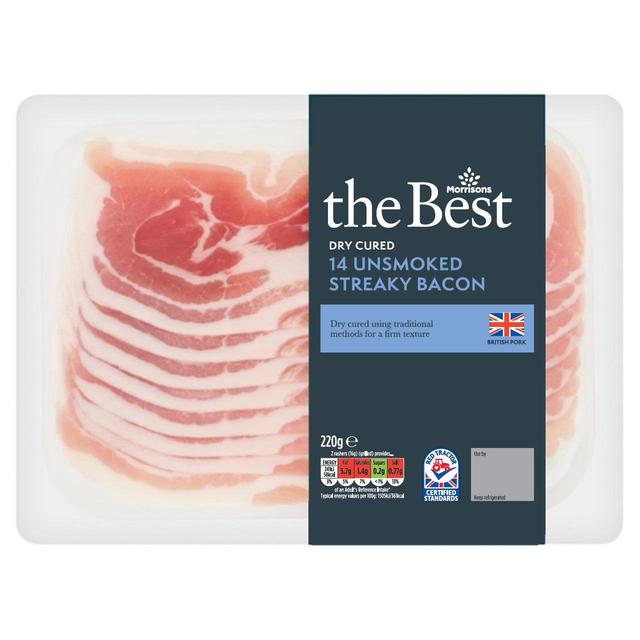 Morrisons The Best Dry Cured Unsmoked Streaky Bacon 220g
