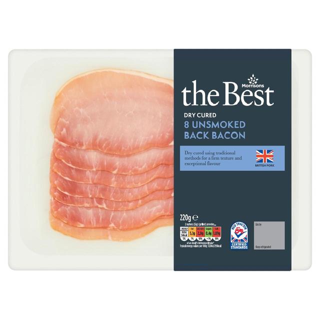 Morrisons The Best Dry Cured Unsmoked Back Bacon 220g