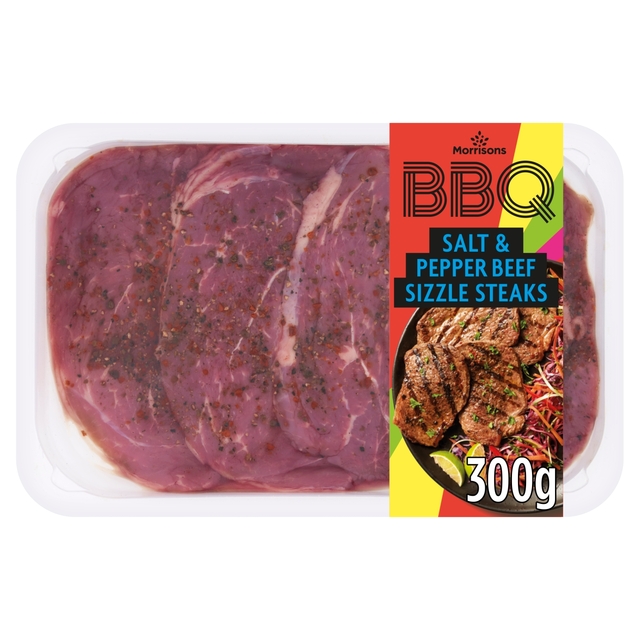 Morrisons BBQ Salt & Pepper Beef Sizzle Steaks 300g