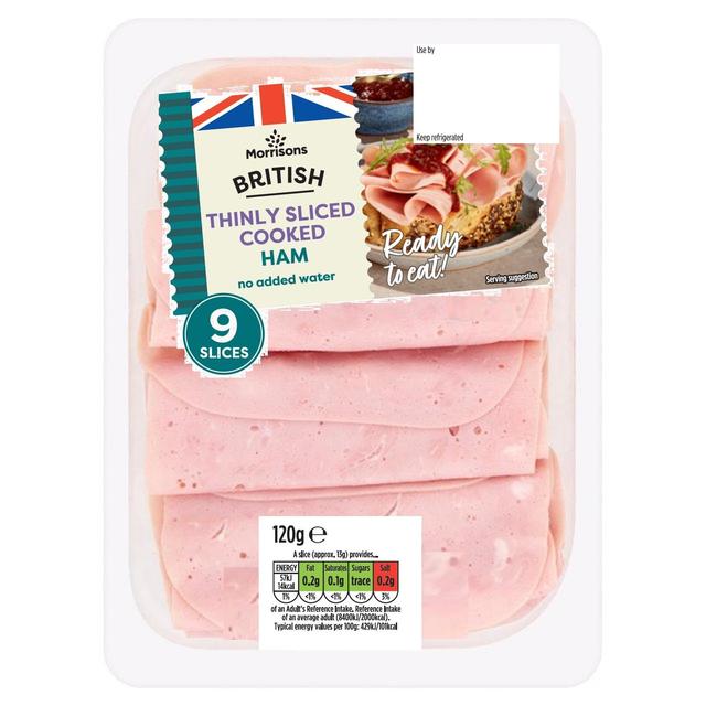 Morrisons British Thinly Sliced Cooked Ham 120g