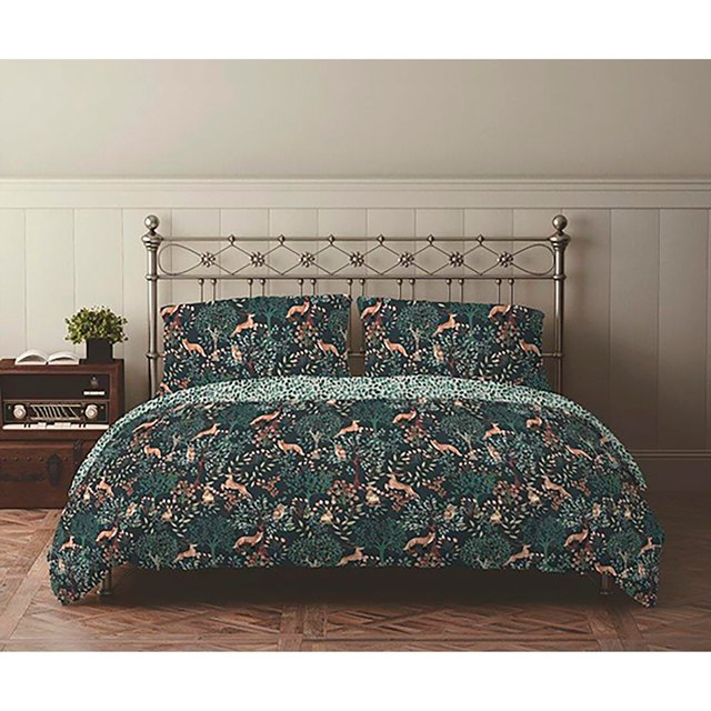 Nutmeg Brushed Cotton Magical Woodland Duvet Set Double 