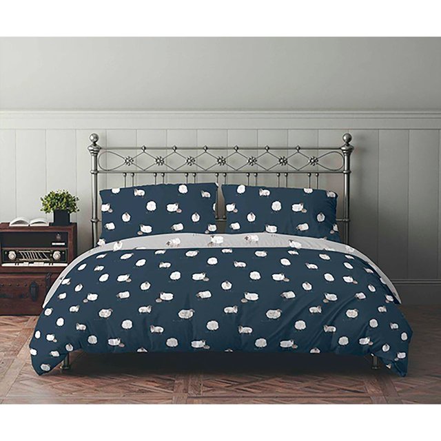 Nutmeg Home Brushed Cotton Counting Sheep Duvet Set King 