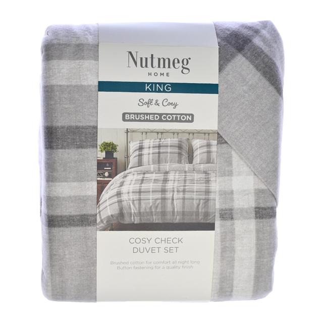 Nutmeg Home Brushed Cotton Cosy Check Duvet Set King 