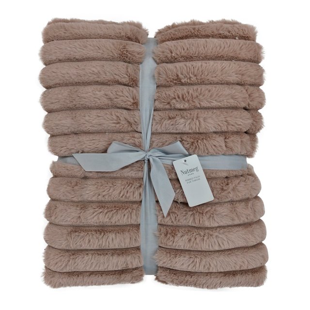 Nutmeg Home Ribbed Faux Fur Throw 