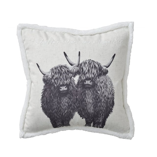 Nutmeg Home Highland Cow Cushion 