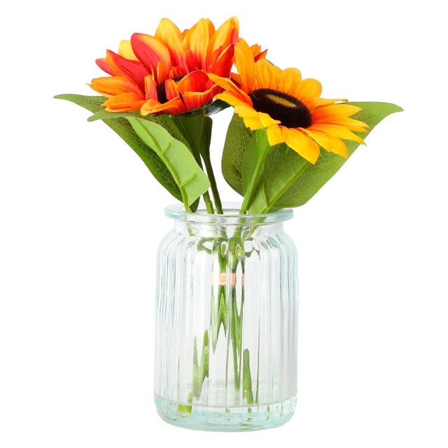 Nutmeg Home Sunflowers In Glass Vase 