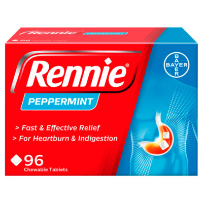 Rennie Indigestion and Heartburn Relief Peppermint Tablets