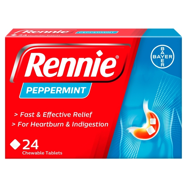 Rennie Peppermint Heartburn & Indigestion Chewable Tablets 24 per pack