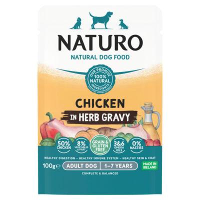 Naturo Natural Dog Food Chicken in Herb Gravy Adult Dog 1-7 Years 100g