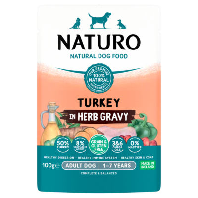 Naturo Natural Dog Food Turkey in Herb Gravy Adult Dog 1-7 Years 100g