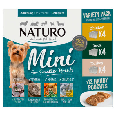 Naturo Adult Mini Dog With Rice Variety Pack Pouches 12 x 150g