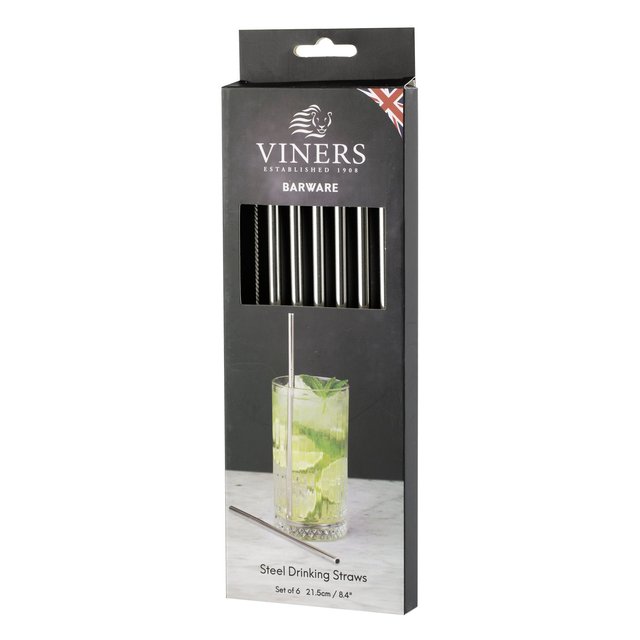 Viners Barware Long Steel Drinking Straws