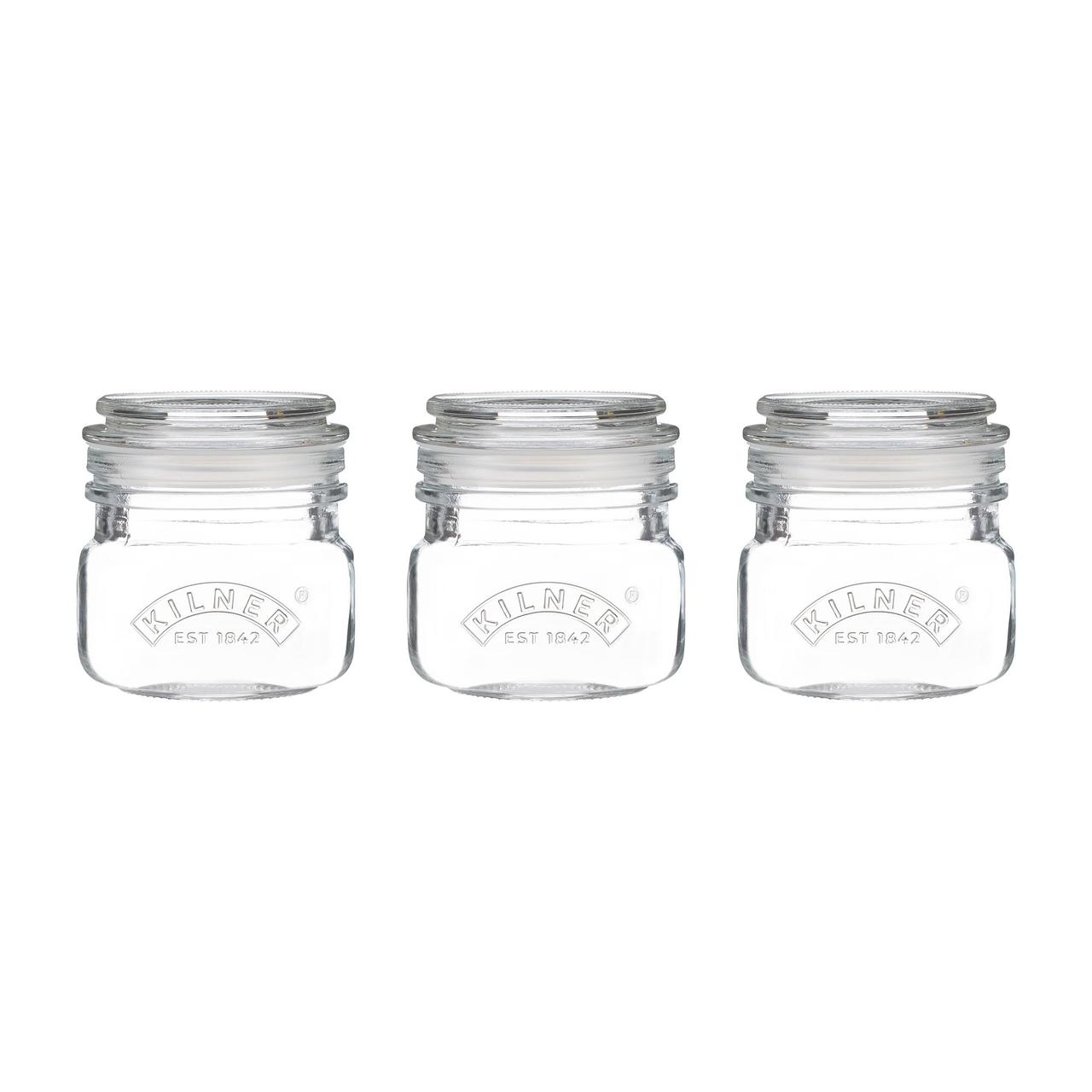 Kilner Square Push Top Jars Set of 3 250ml