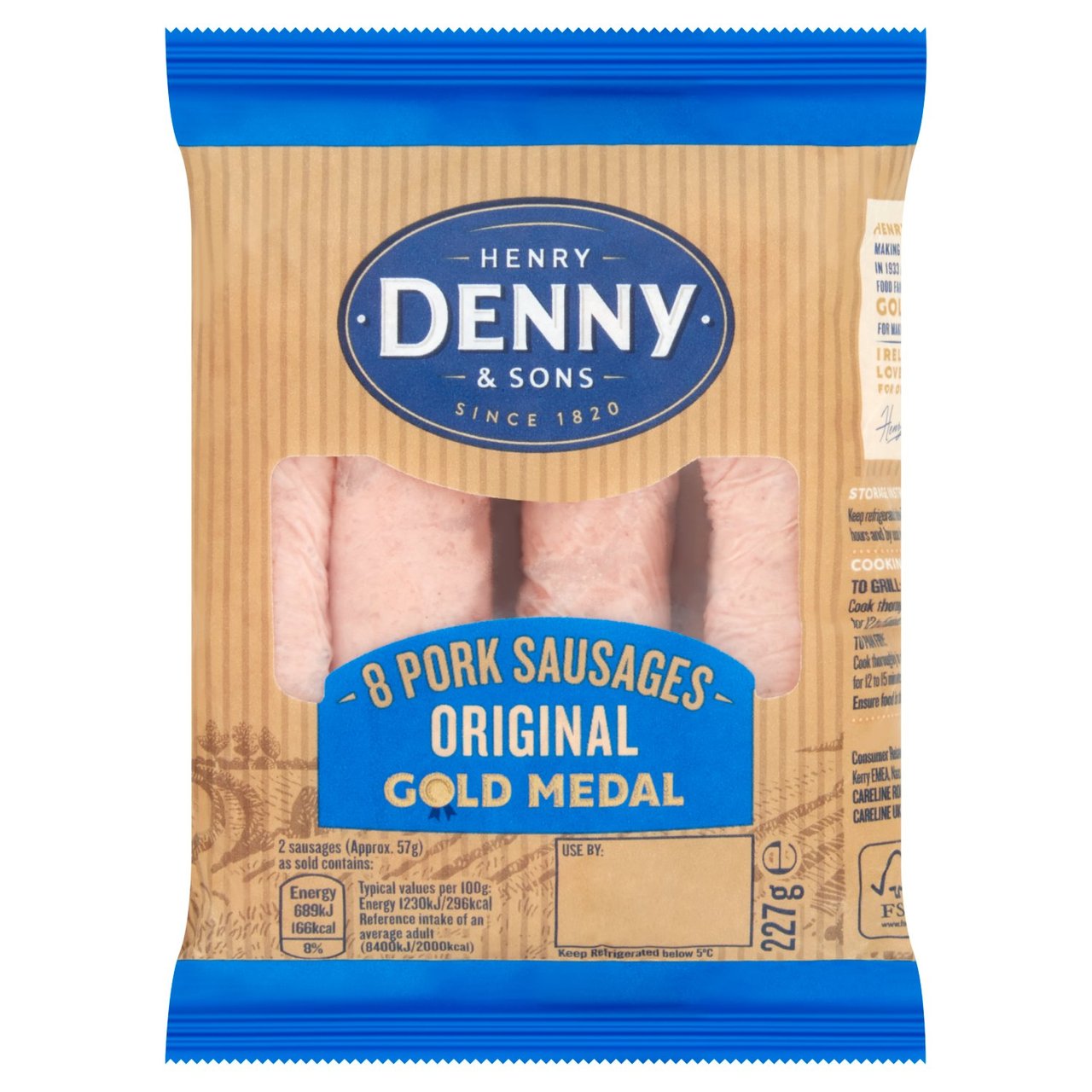 Denny 8 Gold Medal Pork Sausages