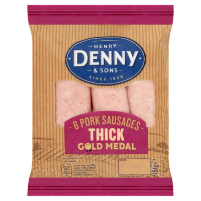 Denny 8 Gold Medal Thick Pork Sausages