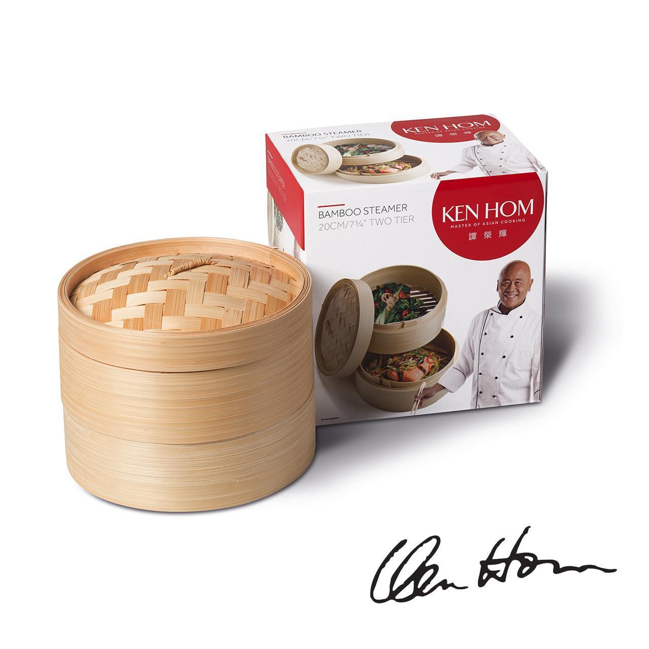 Ken Hom 2-Tier Bamboo Steamer Baskets, 20cm