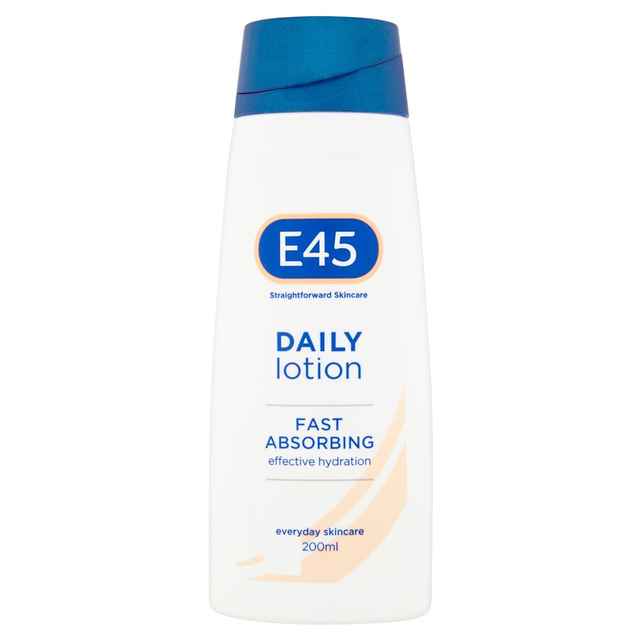 E45 Daily Fast Absorption Moisturiser Body, Face, Hand Lotion for Dry Skin