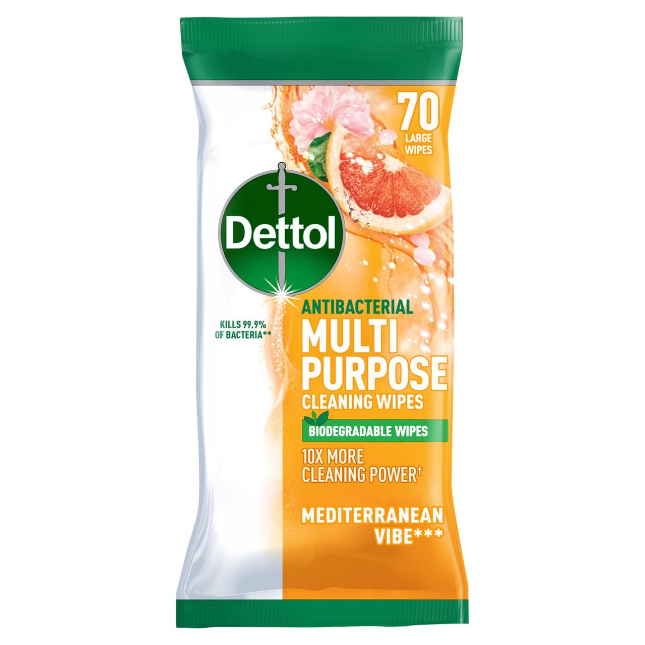 Dettol Antibacterial Multi Purpose 70 Large Cleaning Wipes