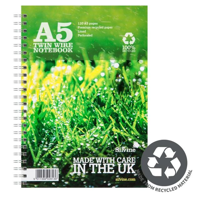 Silvine A5 Twin Wire Recycled Notebook 