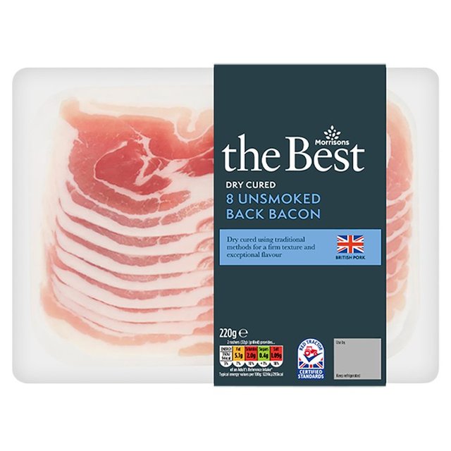 Morrisons The Best Dry Cured Unsmoked Back Bacon 220g