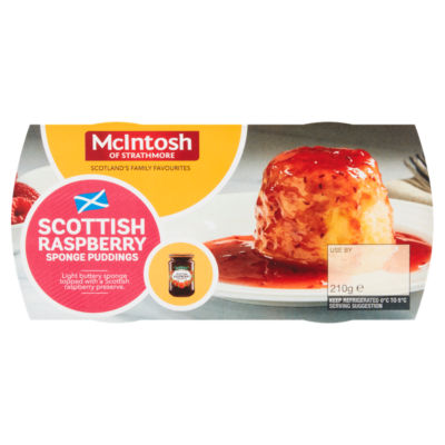 McIntosh of Strathmore Scottish Raspberry Sponge Puddings 2 x 105g (210g)