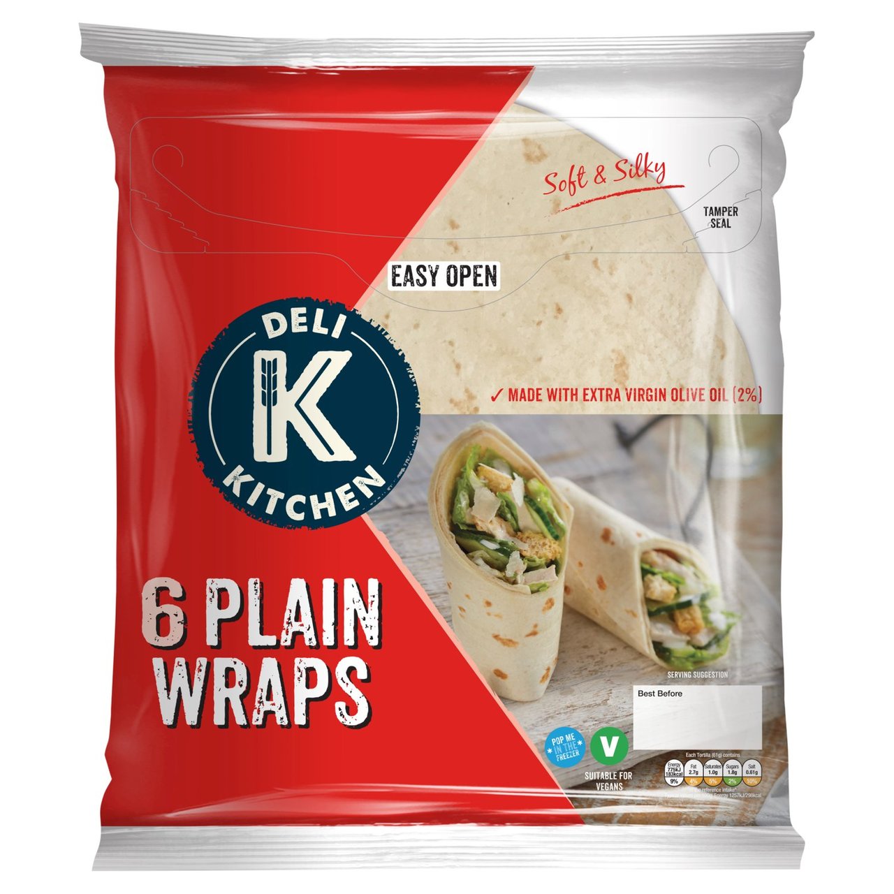 Deli Kitchen Plain Tortilla Wraps 6 per pack