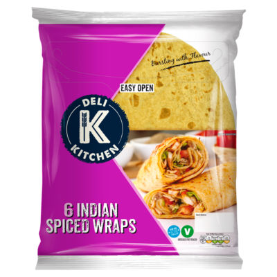 Deli Kitchen 6 Indian Spiced Wraps 366g