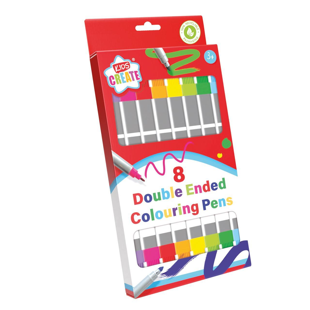  8 Double Ended Colouring Pens Felt Tips