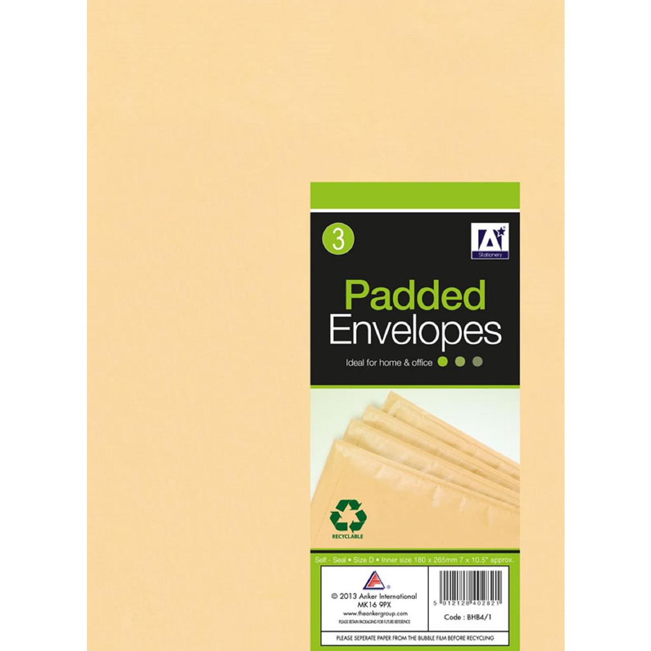 Brown Padded Envelope - D 3 per pack