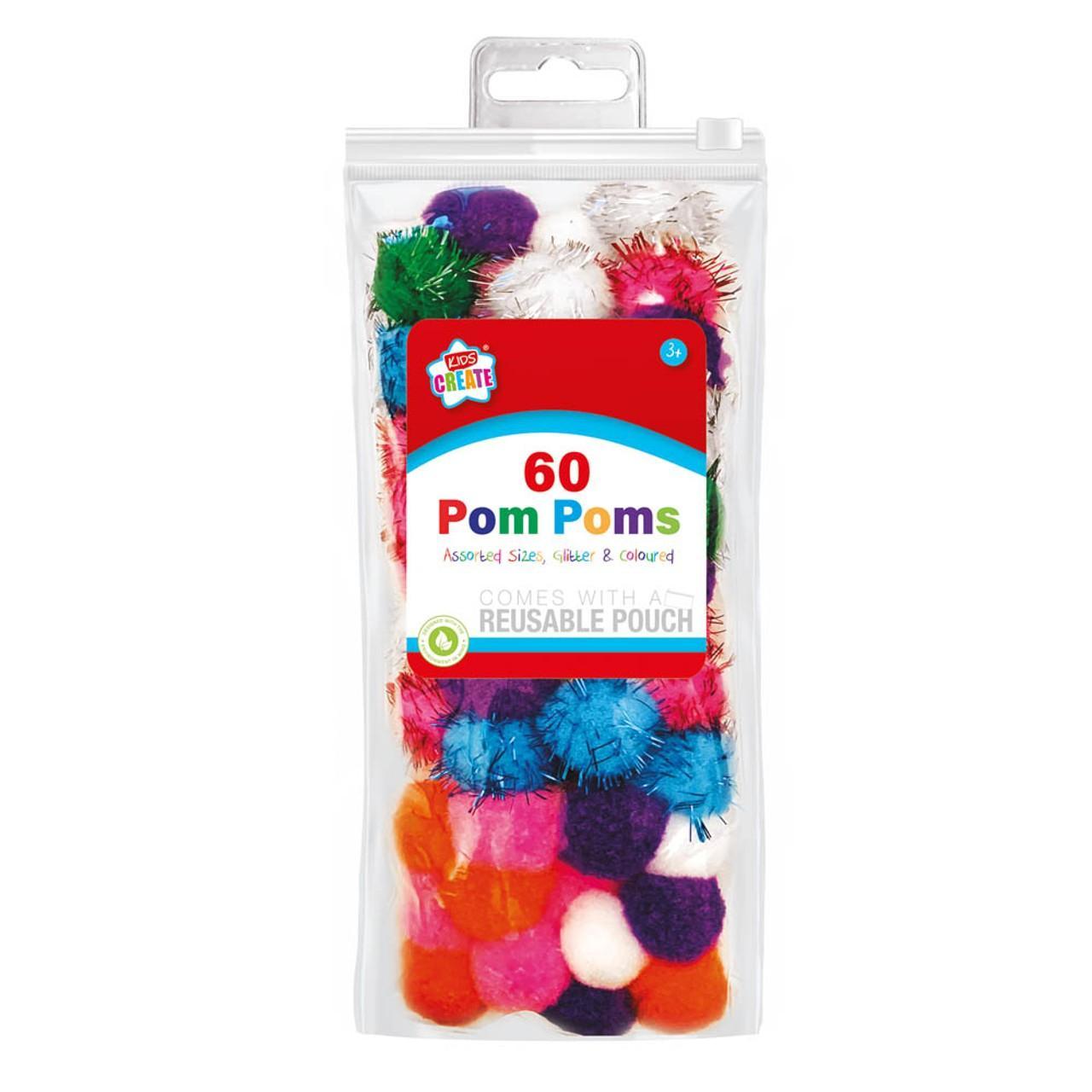 60 pack, Glitter Pompoms and Clrd