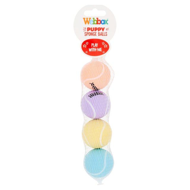 Webbox Puppy Sponge Ball Dog Toy 4 per pack