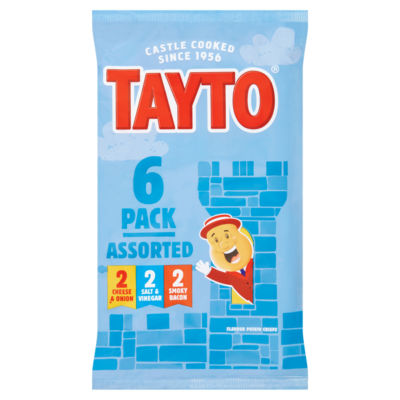 Tayto Assorted Flavour Potato Crisps 6 x 25g