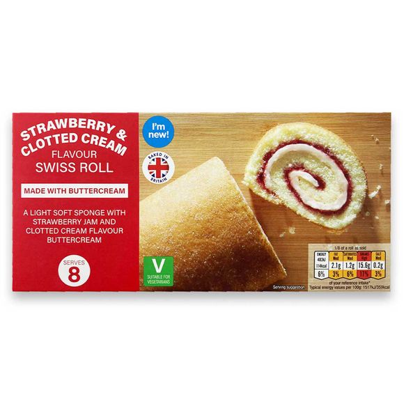 Beverley Manor Strawberry & Clotted Cream Flavour Swiss Roll 256g/232g