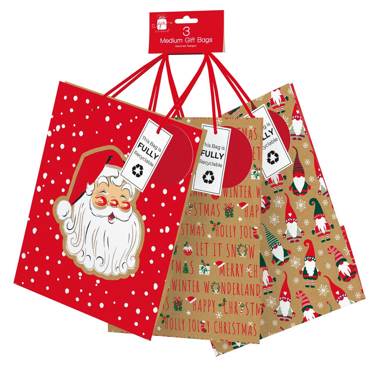 Kraft Medium Christmas Gift Bags 