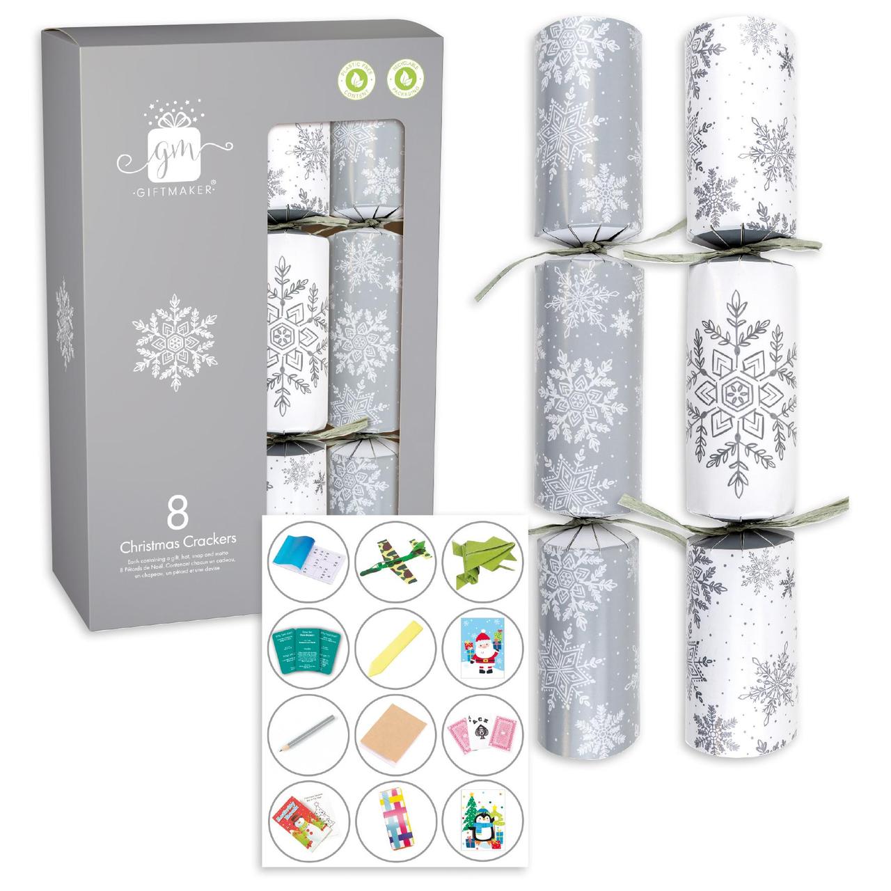 Silver & White Christmas Crackers 