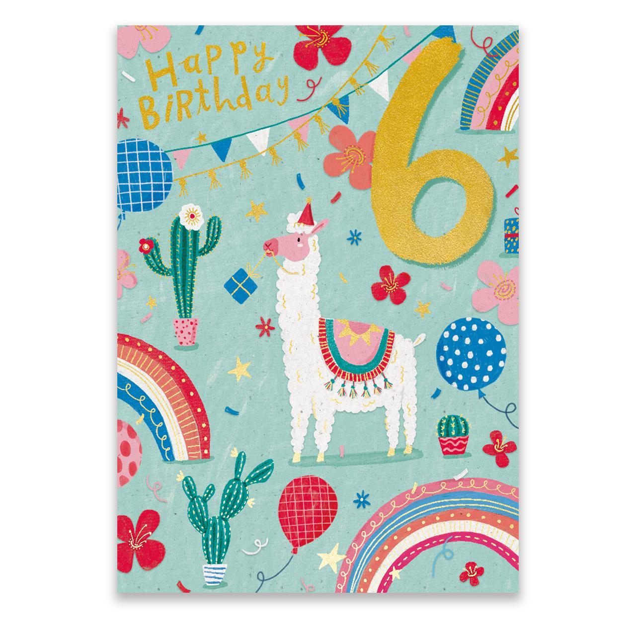 Llama 6th Birthday Card