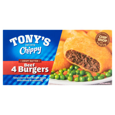 Tony's Chippy Beef Burgers in Crispy Batter