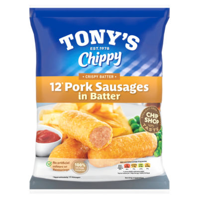 Tony's Chippy 12 Pork Sausages in Batter