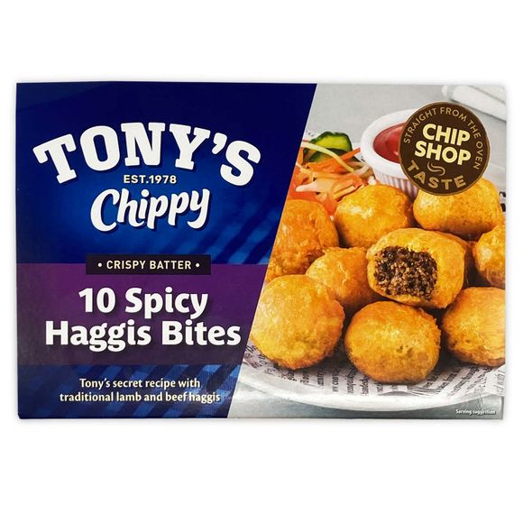 Tony's Chippy 10 Spicy Haggis Bites In Crispy Batter 300g