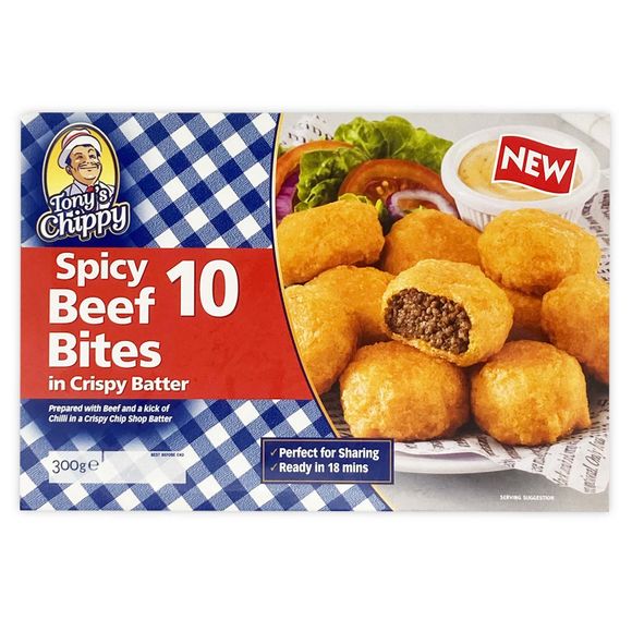 Tony's Chippy 10 Spicy Beef Bites In Crispy Batter 300g