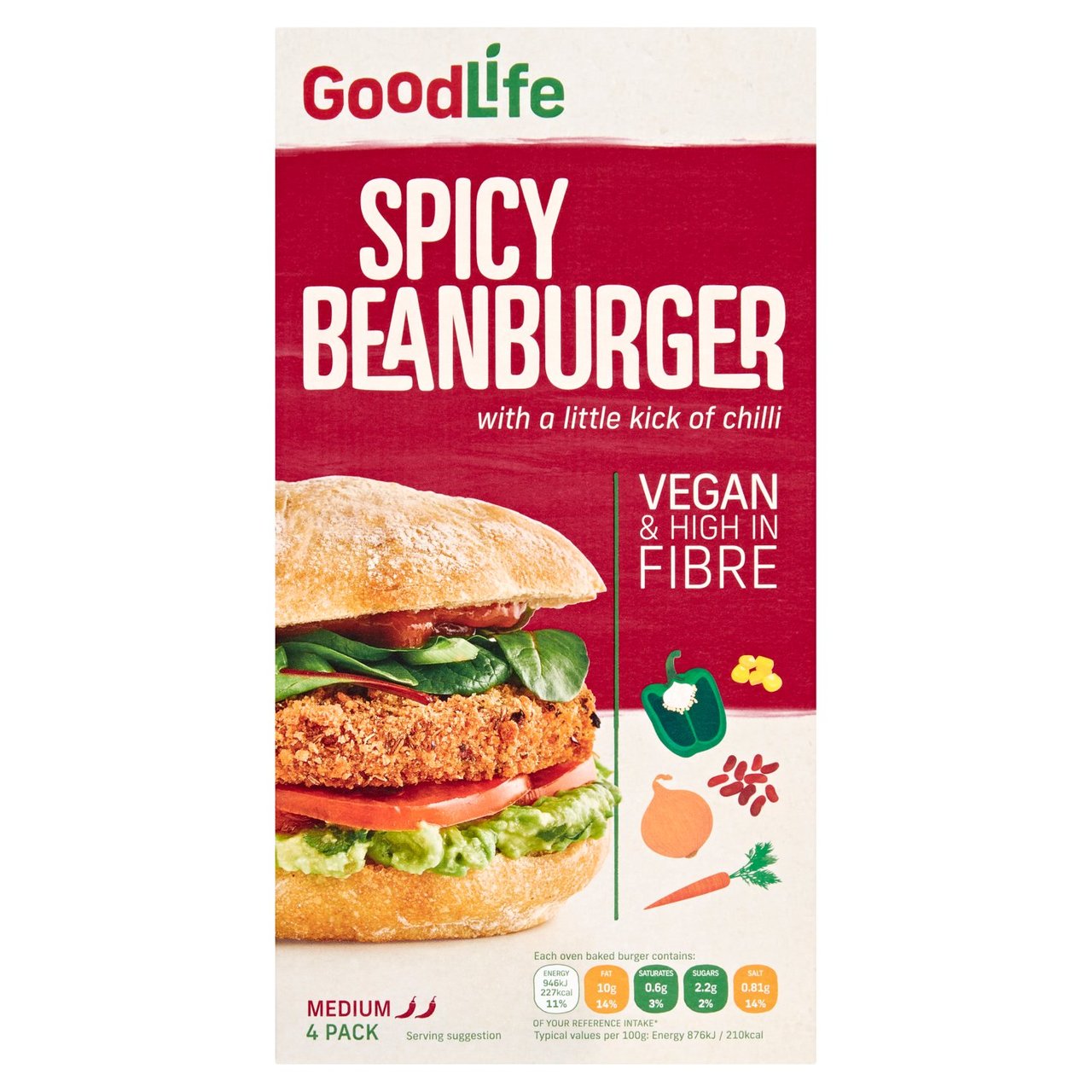 GoodLife Spicy Beanburger 4 Pack 454g