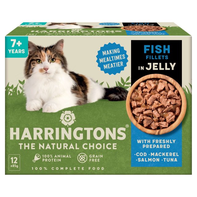 Harringtons Senior Wet Cat Food Pouches Fish in Jelly  12 x 85g