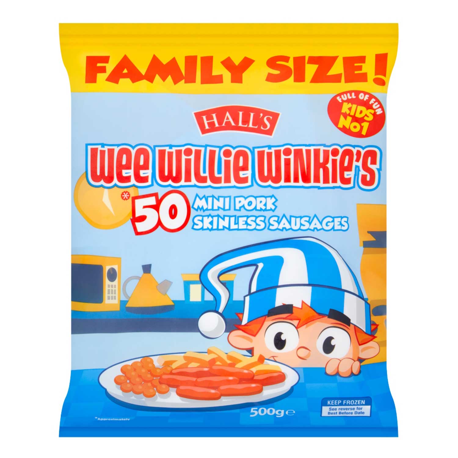 Hall's Wee Willie Winkie's 50 Mini Pork Skinless Sausages 50x500g