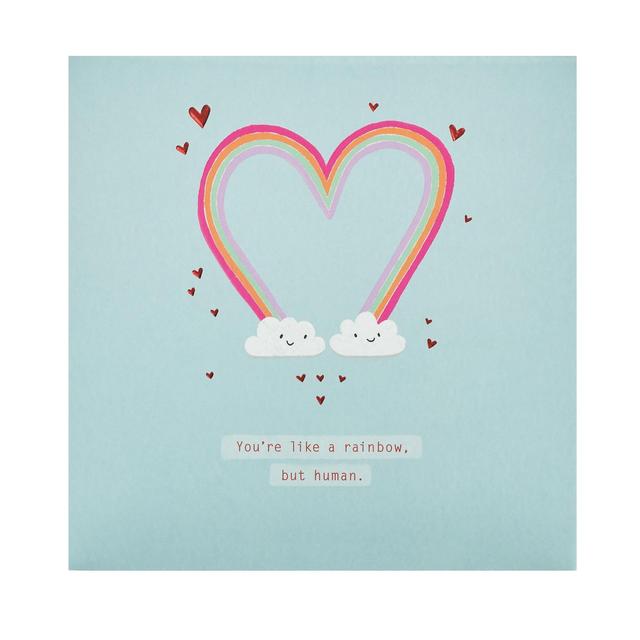 Blue With Rainbow Heart And Cloud Valentines Card  