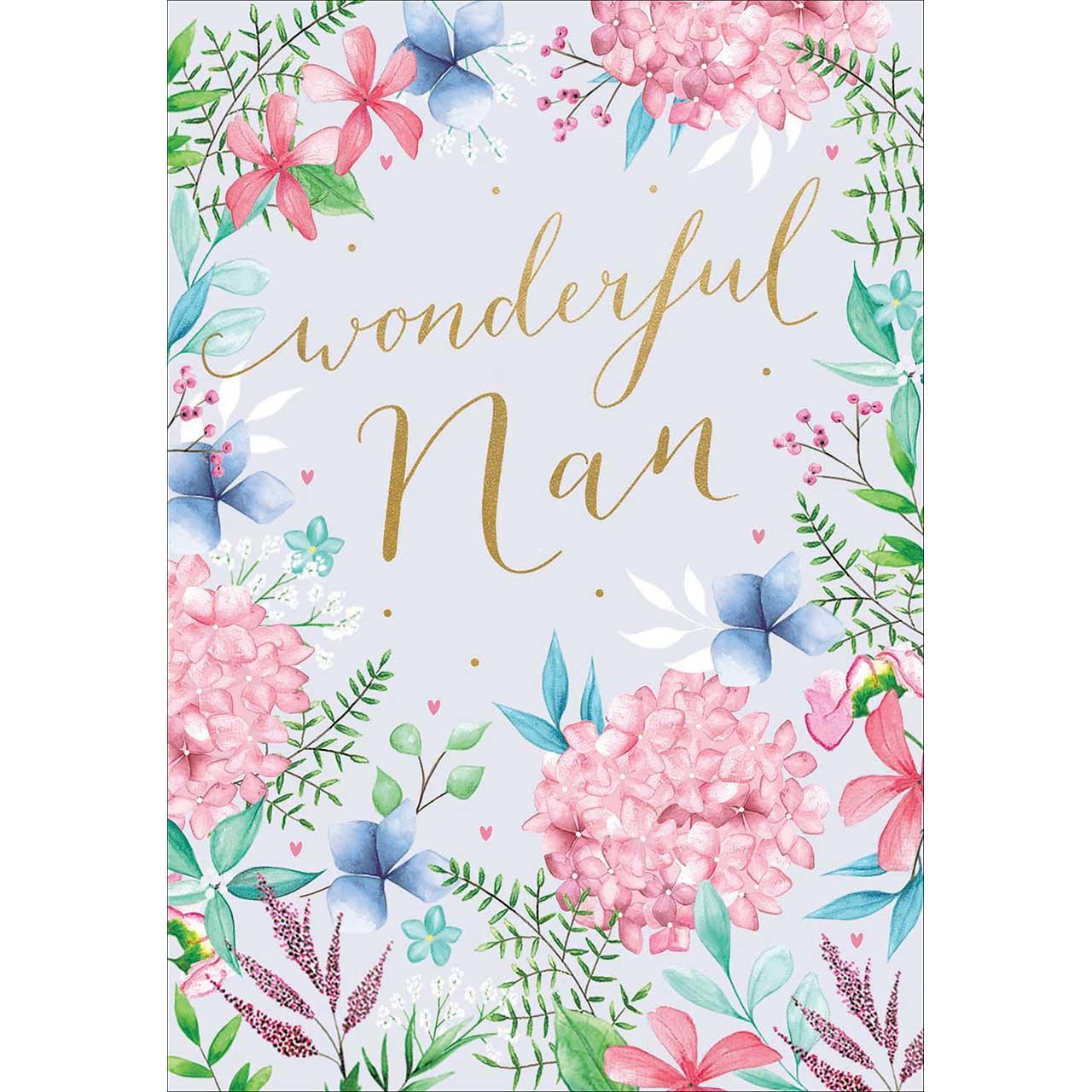 Wonderful Nan Floral Birthday Card 