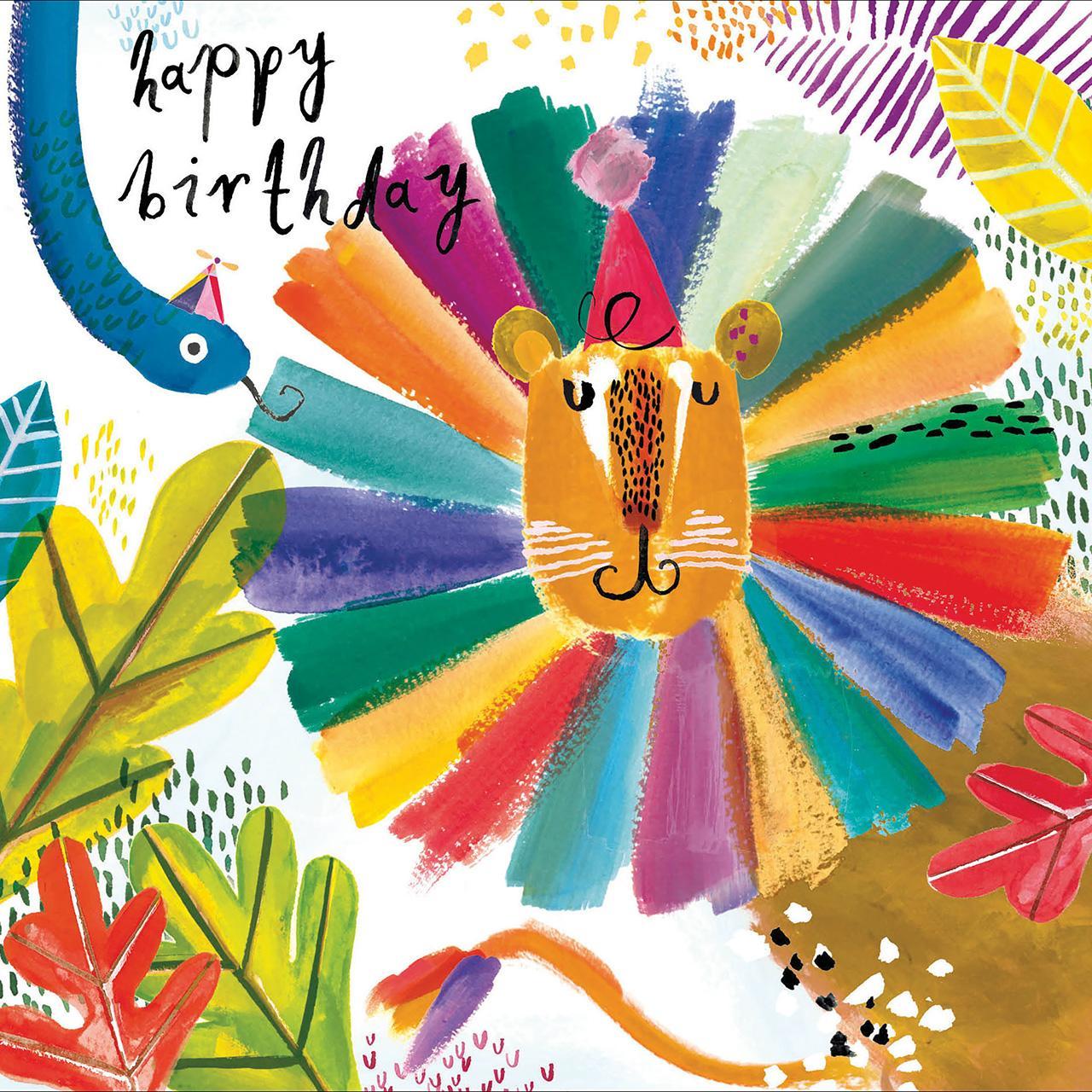 Rainbow Lion Birthday Card 