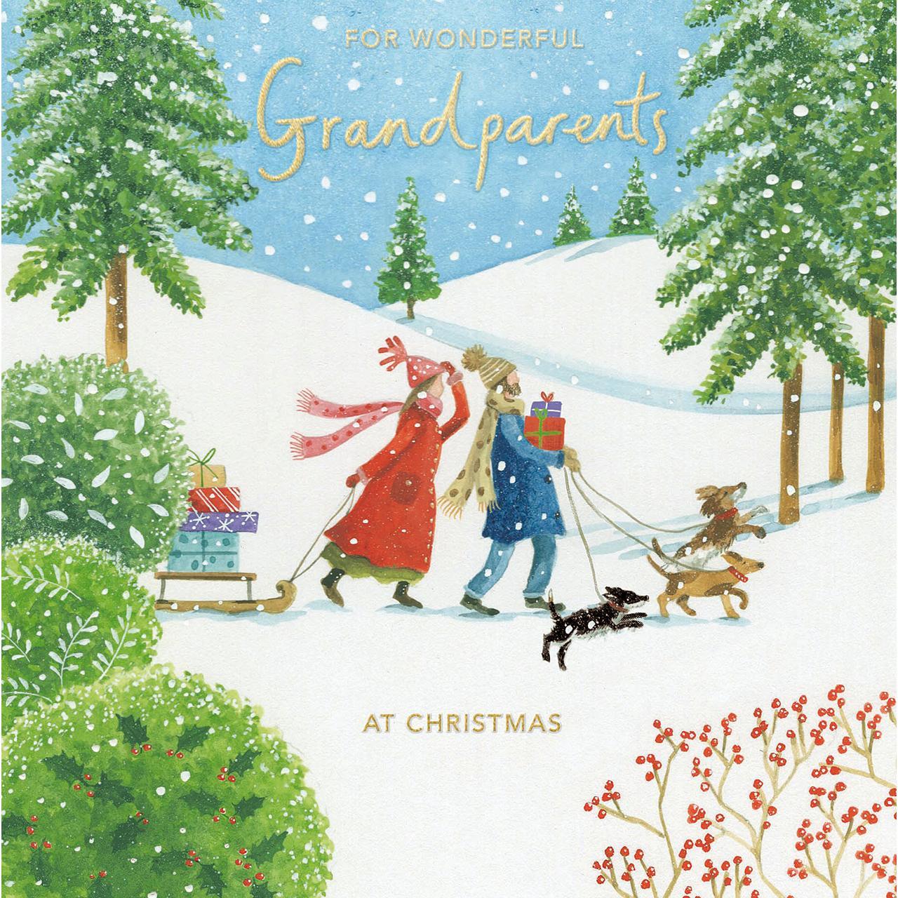 Grandparents Snow Scene Christmas Card