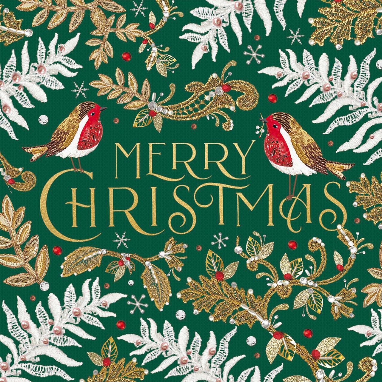 Embroidery Robins Christmas Card Pack