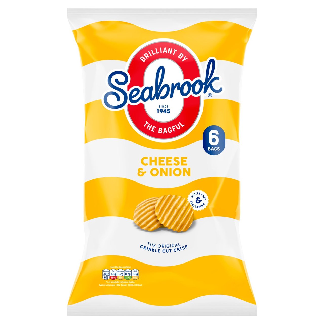 Seabrook Cheese & Onion Flavour The Original Crinkle Cut Crisp 6 X 25g